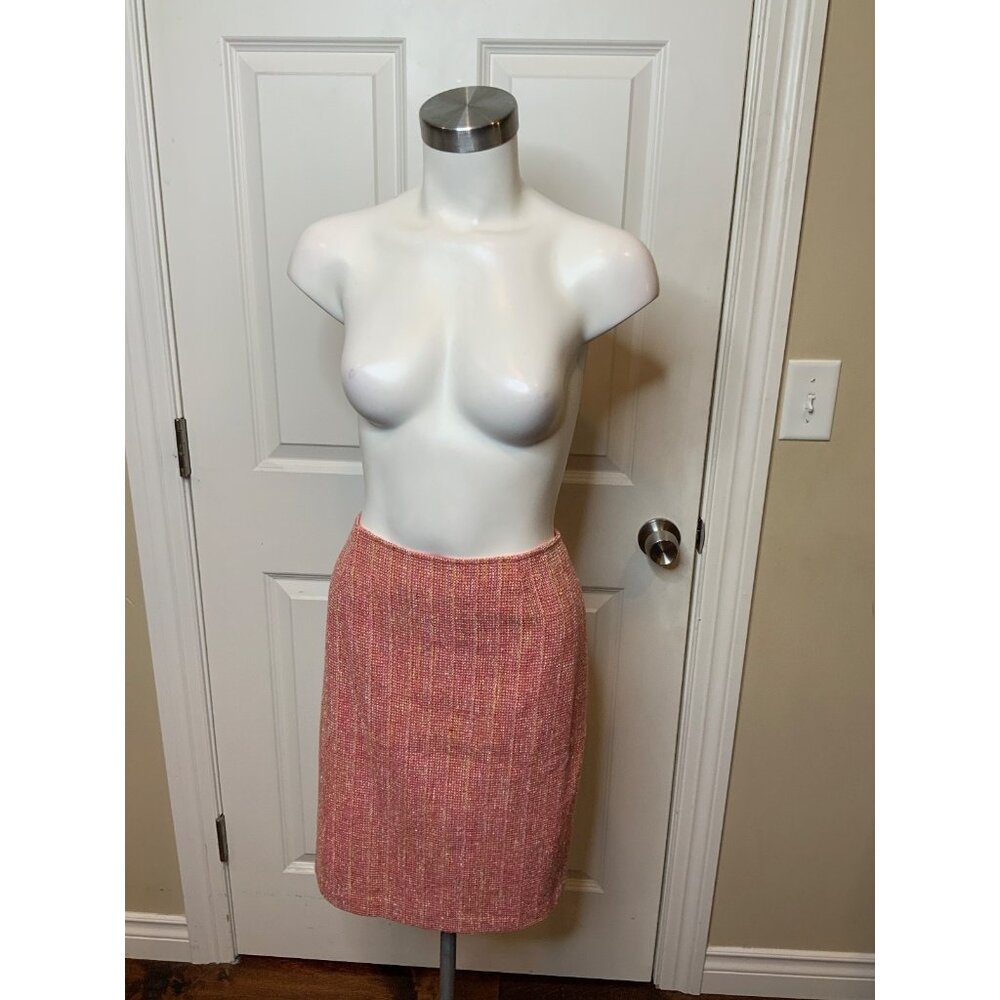 Cynthia Steffe Pink Multicolor Tweed Straight Pencil Skirt, Size 4